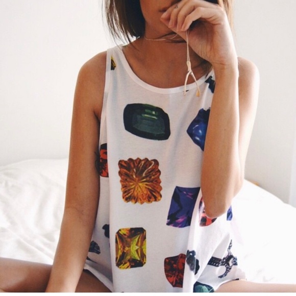 NWOT High Heels Suicide Garçons Miserables What A Gem Graphic swing Tank S - Picture 2 of 10